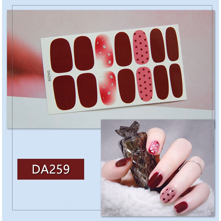 Bộ sticker dán móng tay trang trí 3D màu xanh hoa cỏ và màu vintage dcpxhoanganh