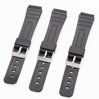 Dây Đeo Nhựa PU Màu Đen Thay Thế Cho Đồng Hồ Casio W800H SGW400H 18mm F91W / F84 / F105 / 108 / A158 / 168 / AE1200 / 1300