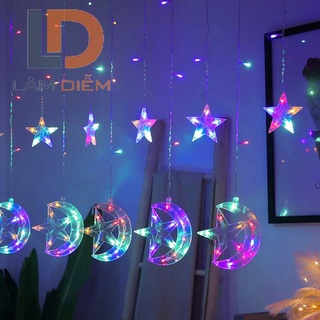 Đèn led đèn trang trí dạng màn rèm trăng sao 2m5 12 dây thả | Shopee ...