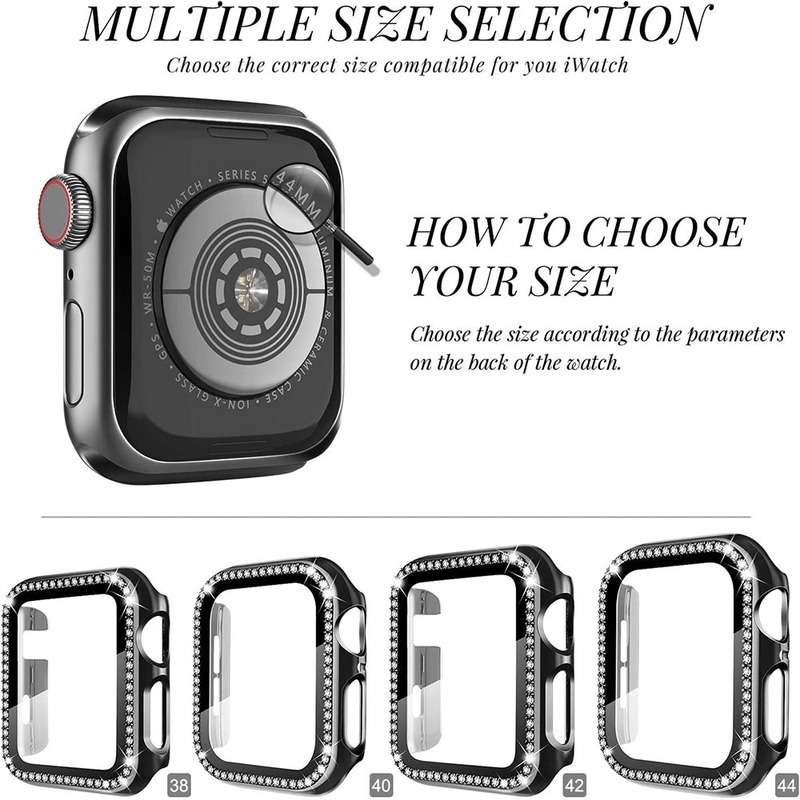 Ốp Bảo Vệ Ốp Lưng Kim Cương Cho Apple Watch 46MM 41MM 45MM 44MM 40MM 42MM 38MM Series 10 9 8 7 6 5 4 3 2