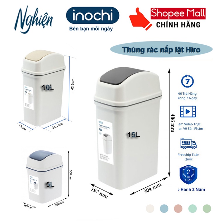 Thùng rác nắp lật Inochi 5L (tiêu chuẩn Nhật Bản) | Shopee Việt Nam