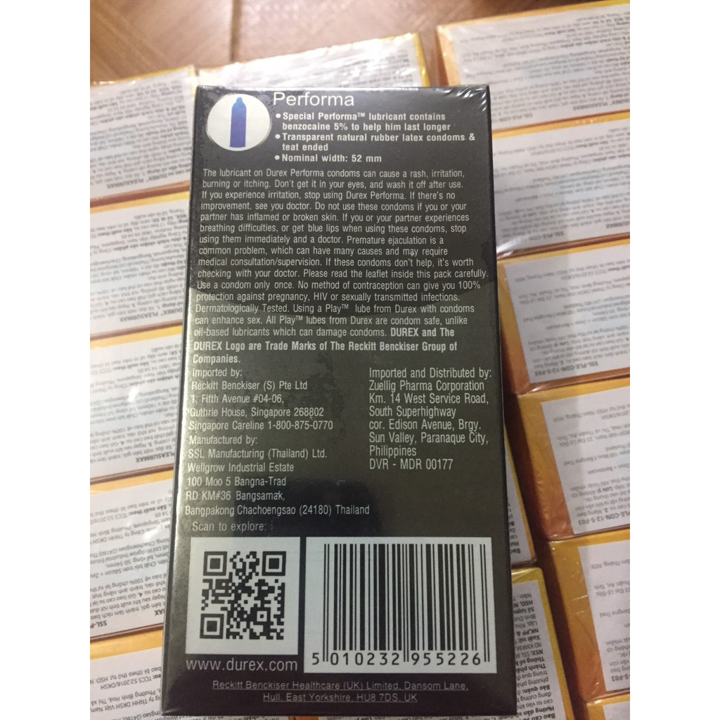 Bao Cao Su Durex Performa hộp 12 cái kéo dài thời gian quan hệ