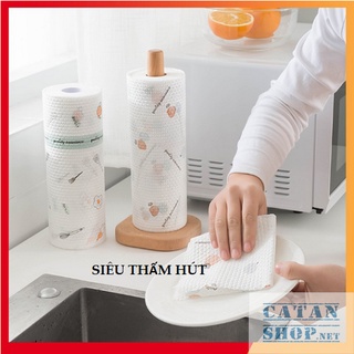 Cuộn giấy lau nhà bếp đa năng, khăn lau bếp, lau tay có thể giặt cuộn 20cm và 25cm in họa tiết