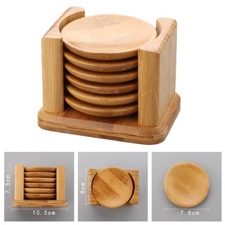 Bộ đế lót ly trà thủ công, được làm bằng tre tự nhiên, bao gồm 6 dĩa, kích thước 10.5x7.5x10.5cm