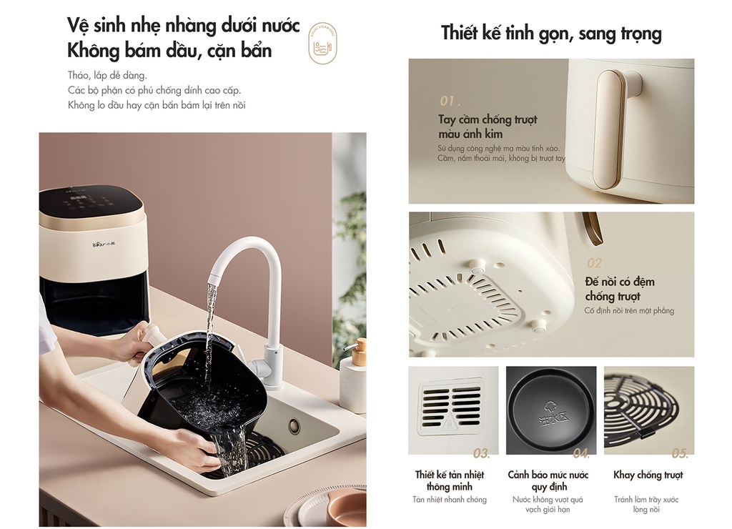 Mô tả Nồi chiên không dầu 5L Bear QZG-F15E3 - Hàng Chính Hãng - 9
