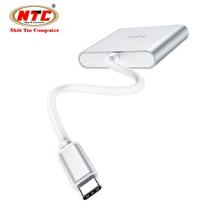 Cáp 3-in-1 chuyển đổi TypeC sang HDMI/ USB/ TypeC Hoco HB14 dây dài 15cm - hỗ trợ chất lượng 4K (Xám) - Hãng phân phối
