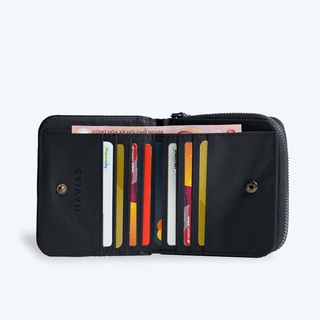 Ví Da gập đôi HAVIAS Da Bò thật Nappa khoá kéo Zipped SQUARE