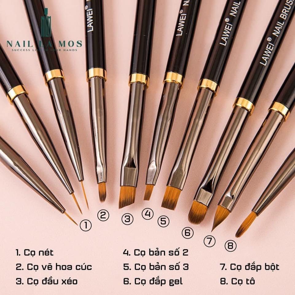 Cọ vẽ nail, Bộ cọ 10 cây LAWEI Nhật Bản Nail Brush Japan Shopee
