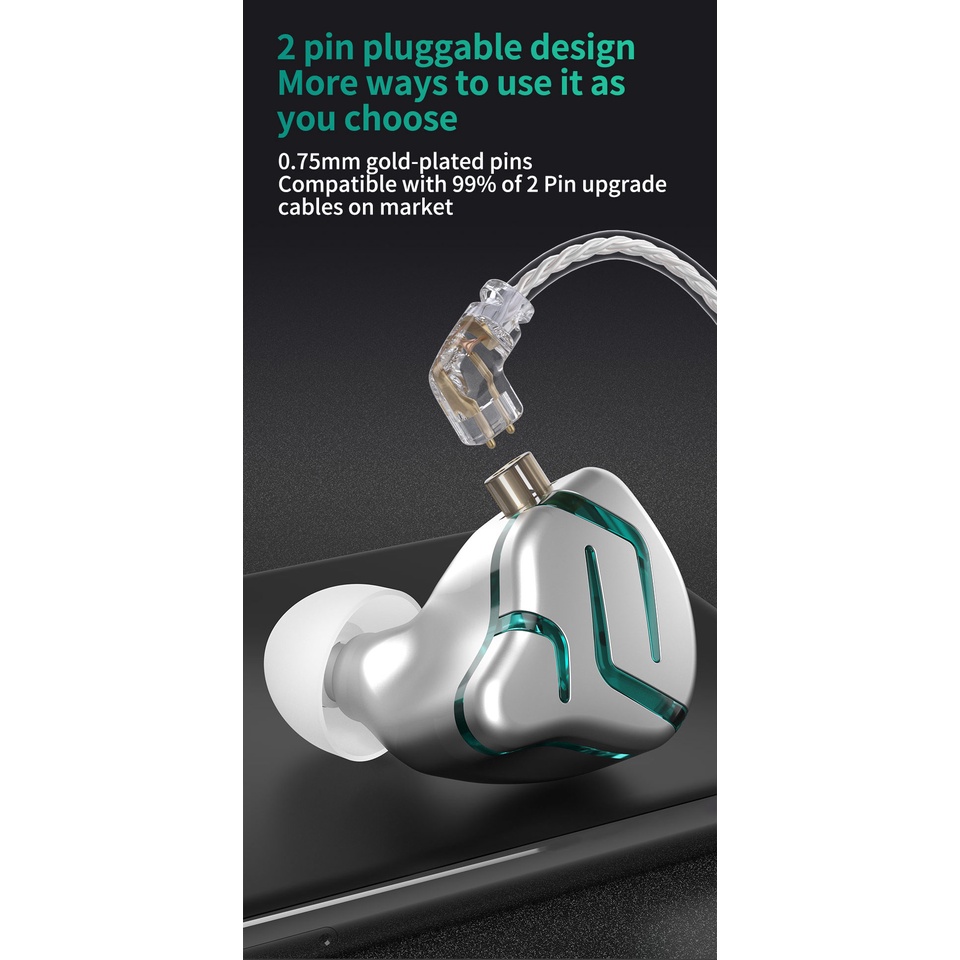 Tai nghe nhét tai KZ ZES nguyên âm tĩnh điện 12mm âm thanh hifi