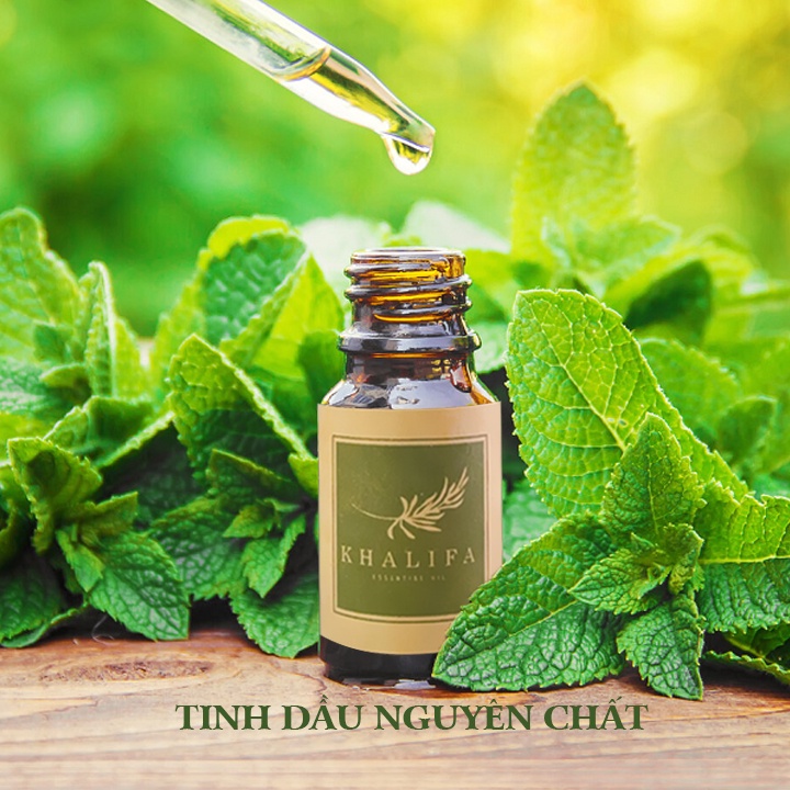 Tinh Dầu Bạc Hà Nguyên Chất Khalifa 50ml Tốt Cho Da Giảm Stress Khử Mùi Chống Say Xe Hàng Chính Hãng