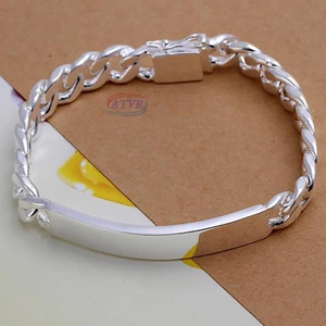 Trang Sức Thời Trang Mới Bạc 925 10MM Mặt Dây Xích Vòng Tay Cho Unisex Nam Nữ