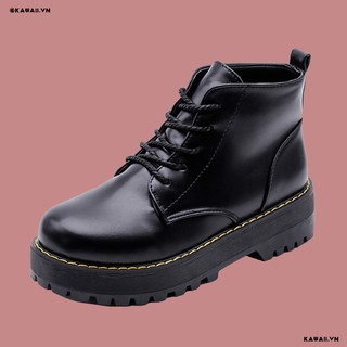 [Có sẵn] BASIC BOOTS - GIÀY BOOTS Cổ Lửng Đế đen 4cm chất da Kawaii.vn (Ảnh thật shop tự chụp)