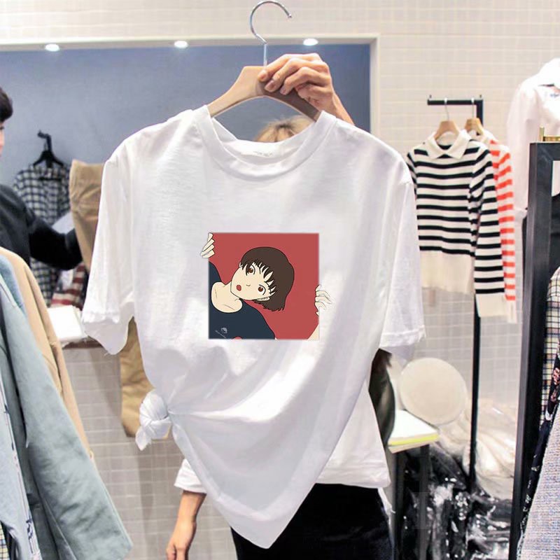Ảnh Áo Thun Cotton Cổ Thuyền In Họa Tiết Hoạt Hình Thời Trang 2021 Cho Nữ 4