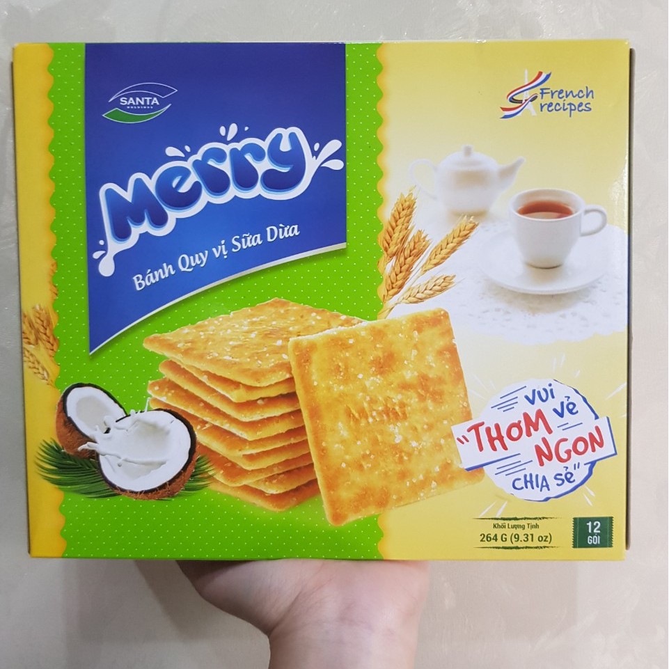 Bánh quy vị Sữa dừa Merry hộp 264gr | Shopee Việt Nam