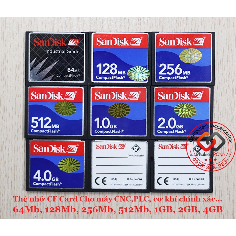 Thẻ nhớ CF Card SanDisk 64mb 128mb 256mb 512mb 1gb 2gb 4gb chính hãng ...