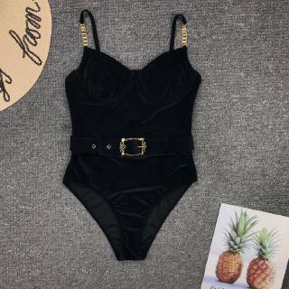 Bộ đồ tắm bikini một mảnh hai dây phối thắt lưng khóa kim loại thời trang