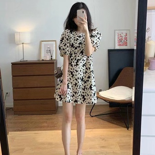 Đầm Chữ a Tay Phồng Dáng Rộng In Họa Tiết Thời Trang Mùa Hè Dành Cho Nữ
