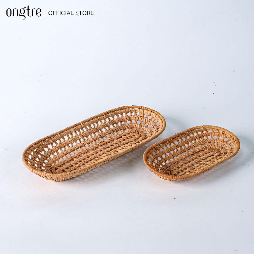 Khay Mây Tre Đan ONGTRE Hình Tròn, Bầu Dục, Khay Đựng Bánh Kẹo, Hoa Quả, Đồ Ăn, Decor Nhà Cửa, Khách sạn, Resort