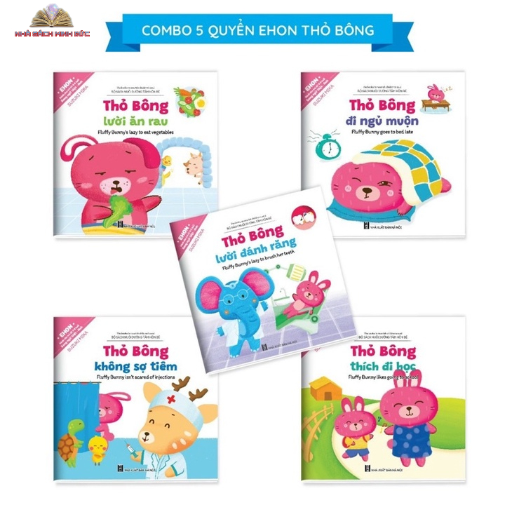 Sách - Ehon Thỏ Bông Song Ngữ Việt Anh sách Kỹ năng sống dành cho bé 0-6 tuổi (File nghe đọc - bộ 5 cuốn)