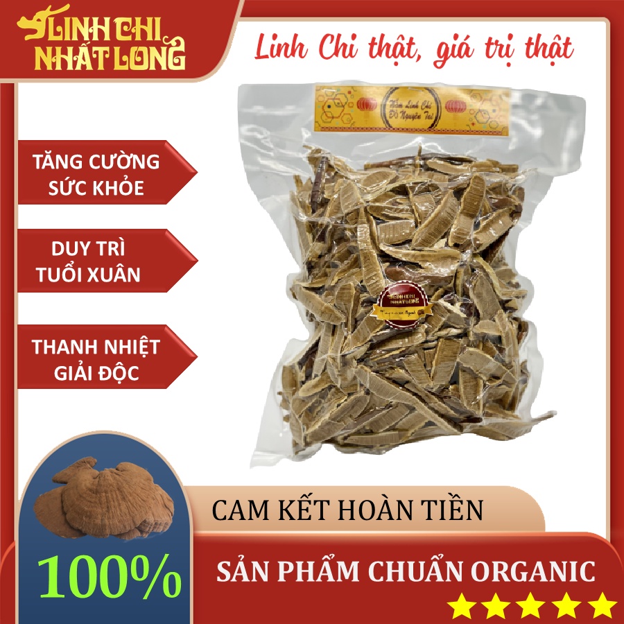 Nấm Linh Chi Đỏ Nhất Long Thái Lát - Túi 500gr-Giảm Triệu Chứng Bệnh Tiểu Đường, Mỡ Máu, Men Gan Cao