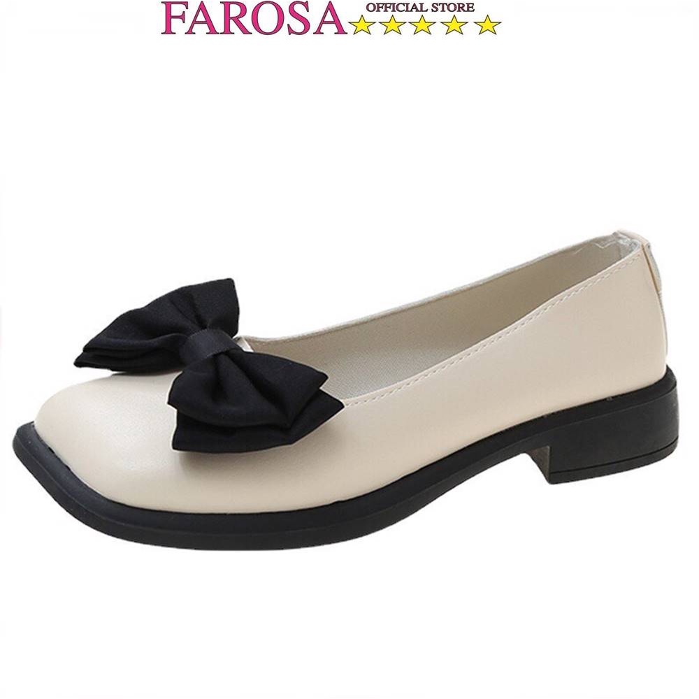 Giày búp bê lolita mũi vuông nữ FAROSA - B7 đế 3cm chất da mềm thắt nơ lụa cực hót trend