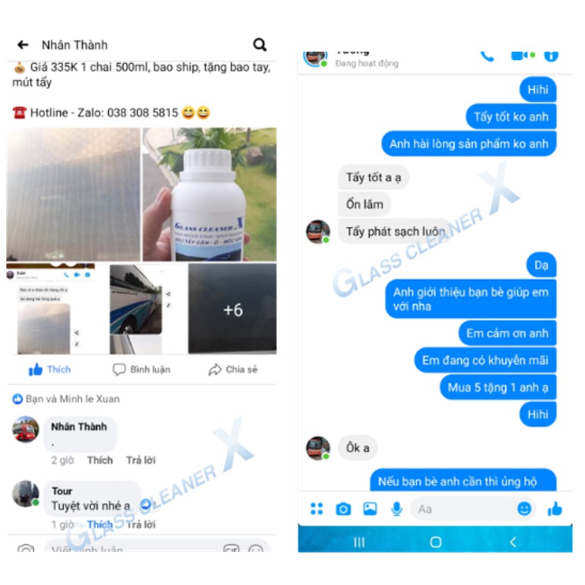 Dung dịch tấy ố mốc kính - Glass Cleaner X 500ML