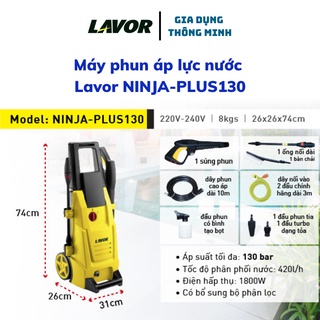 Máy phun rửa áp lực cao Lavor Ninja plus 130 mô tơ chổi than,áp suất tối đa 130 bar đánh bay vết bẩn