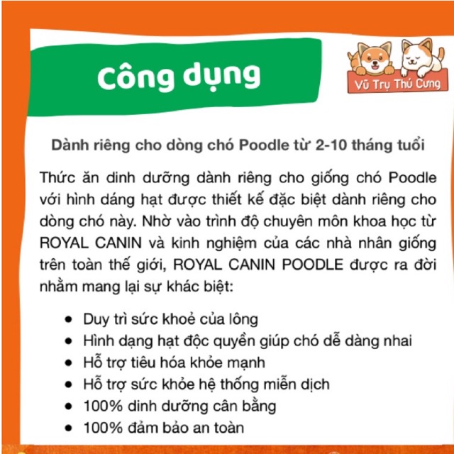 Thức Ăn Hạt Cho Chó Con Royal Canin Poodle Puppy