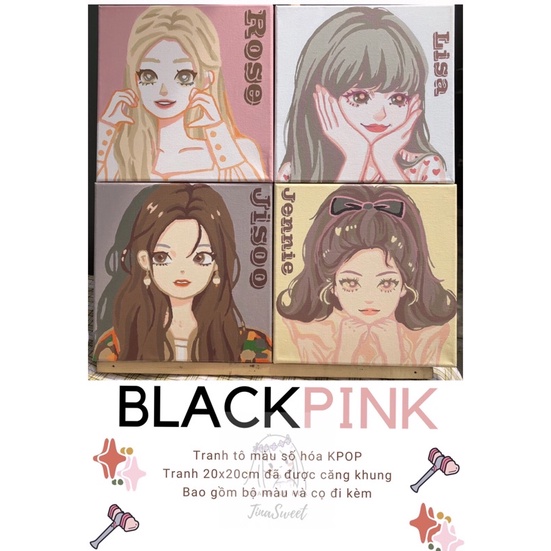 Tranh Tô Màu Theo Số Tinasweet 🌈 Kpop Blackpink 💕🖤 Size 20X20Cm 🌈 Tranh  Sơn Dầu Số Hoá | Shopee Việt Nam