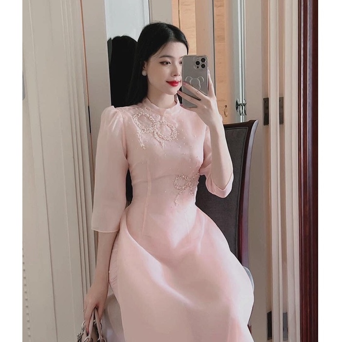 Áo Dài, Áo Cách Tân Cổ 3 Phân Đính Cườm Trẻ Trung Sang Trọng , Mã A29 |  Shopee Việt Nam