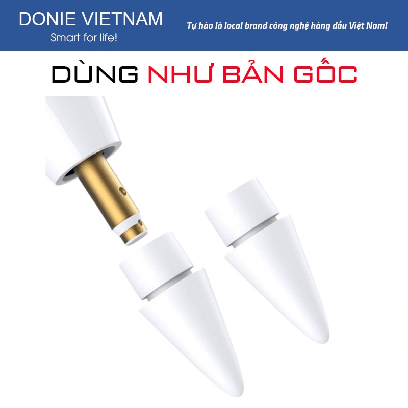 Đầu Ngòi Bút Thay Thế Cho Apple Pencil 1/2, Stylus Pencil Mượt Mà Như Ngòi Gốc, Chống Ồn | DONIE A01