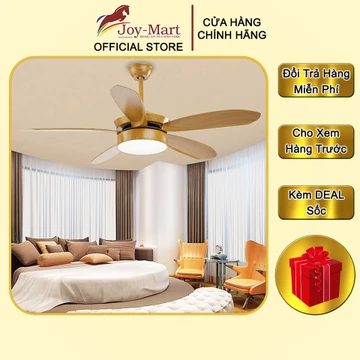 Quạt Trần Đèn ♥️JOYMART♥️ Quạt Treo Trần 5 Cánh Nhựa ABS Màu Gỗ Siêu Mát Hoạt Động Êm Ái LED 3 Màu MQT2186