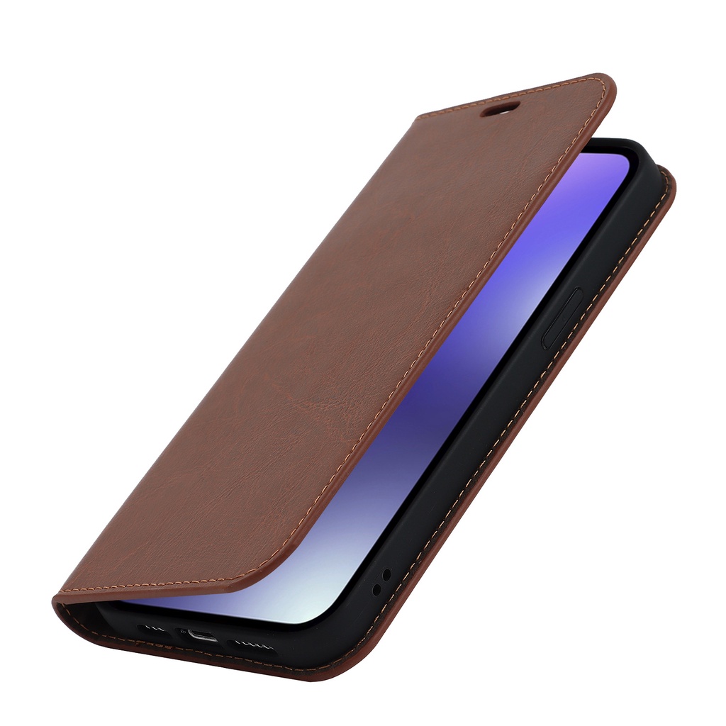 Ốp Điện Thoại Lật Mỏng Sang Trọng Cho iPhone 15 13 12 16 14 11 Pro Max Plus Khe Cắm Thẻ Ví Kinh Doanh Da Thật Chính Hãng Bao Da