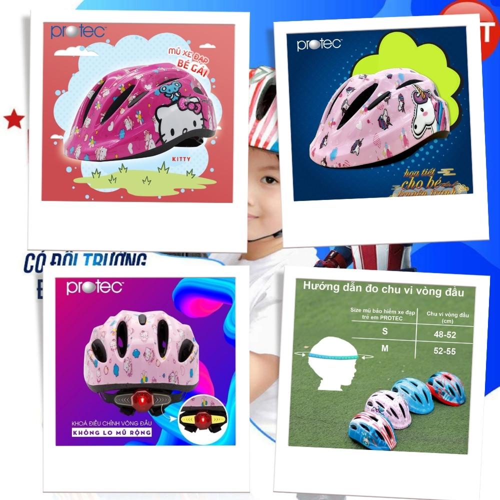 Mô tả Mũ bảo hiểm xe đạp dành cho bé gái 1-12 tuổi Protec SMILE, họa tiết xinh xắn đáng yêu, có đèn hậu an toàn - 2