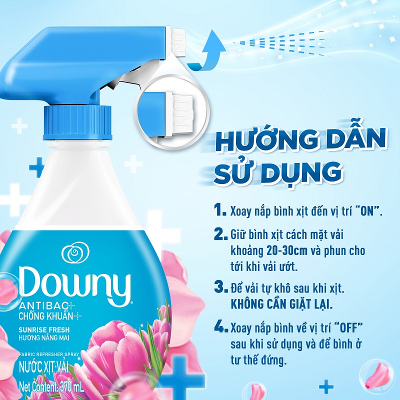Ảnh Xịt Vải DOWNY Khử Mùi Và Chống Khuẩn 99.9% Hương Nắng Mai/ Huyền Bí/ Đam Mê Chai 370ml 4