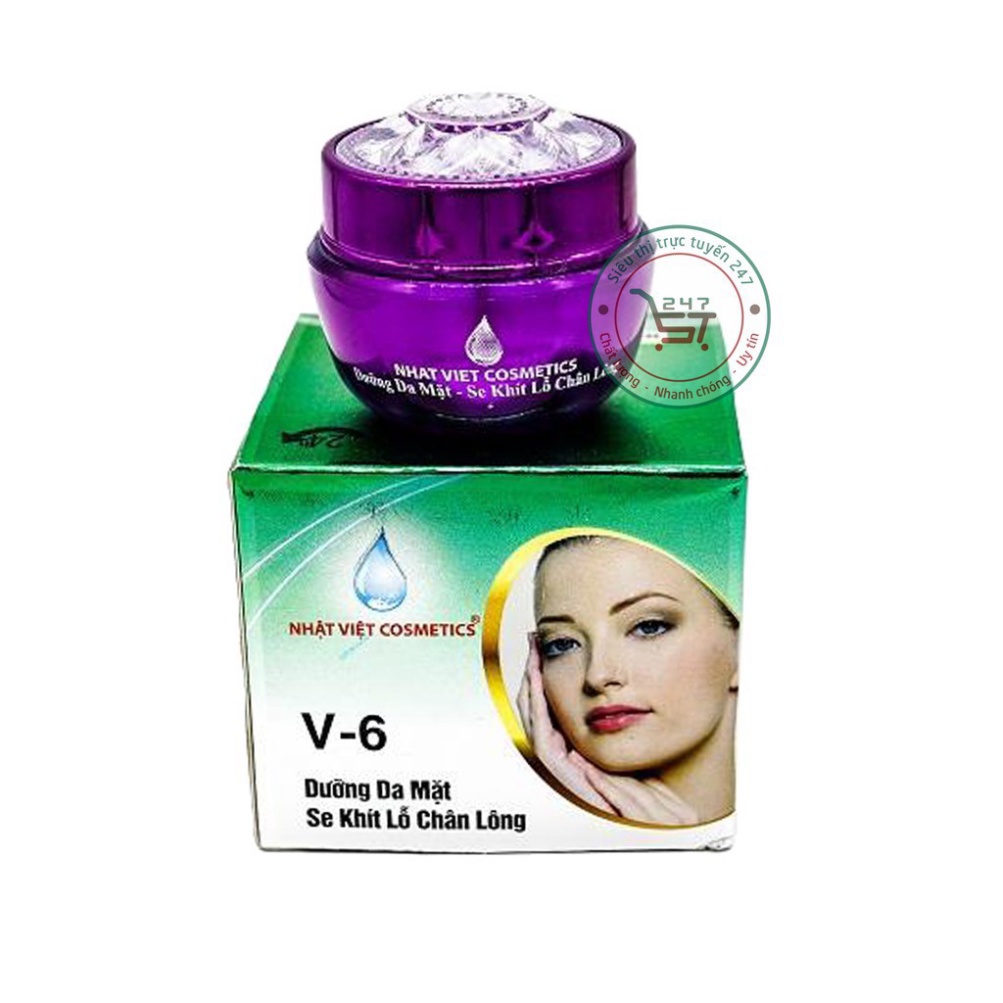Kem dưỡng Trắng da mặt Se khít lỗ chân lông Ngọc Trai Đen sữa ong chúa Nhật Việt V6 8g (Xanh lá-xám)