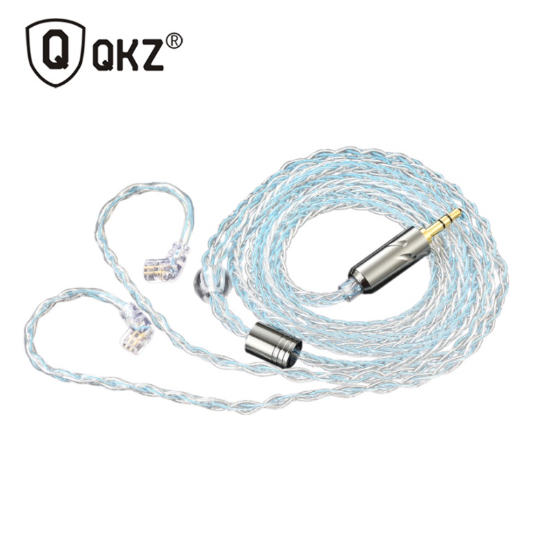 [Hàng mới đích thực] Dây nâng cấp mạ bạc tám sợi QKZ T1 Dây nâng cấp dòng mạ bạc 3,5 0,75 Dây nâng cấp tai nghe 2PIN Thích hợp cho KZ ZSN PRO