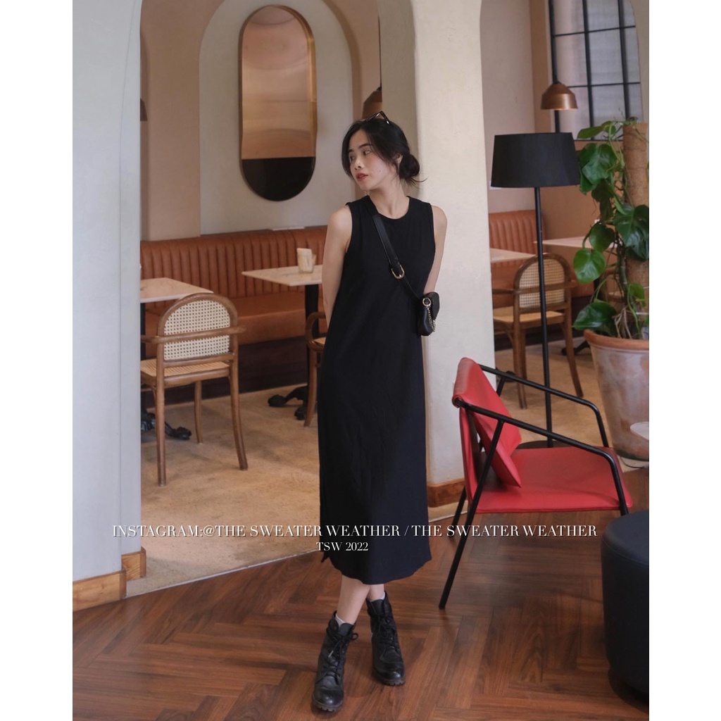(Ảnh thật) Váy ba lỗ basic thun tăm dáng dài the.sweaterweather TSW