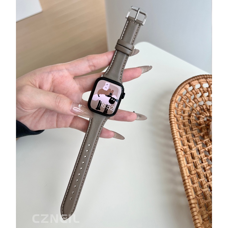 Thời Trang Nữ Eo Nhỏ Da Thật Chính Hãng Dây Đeo Cổ Điển Thích Hợp Cho Apple Watch S11 SE3 Ultra3 S10 S9 S8 SE S7 S6 Ultra 49mm 46mm 42mm 40mm 44mm 41mm 45mm Dây Đeo Tay