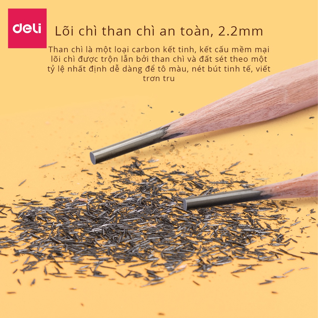 [Hộp 50] Bút Chì Gỗ 2B/HB Deli Than Mềm Đậm Cao Cấp Thích Hợp Cho Học Sinh, Văn Phòng Ghi Chép Tập Viết