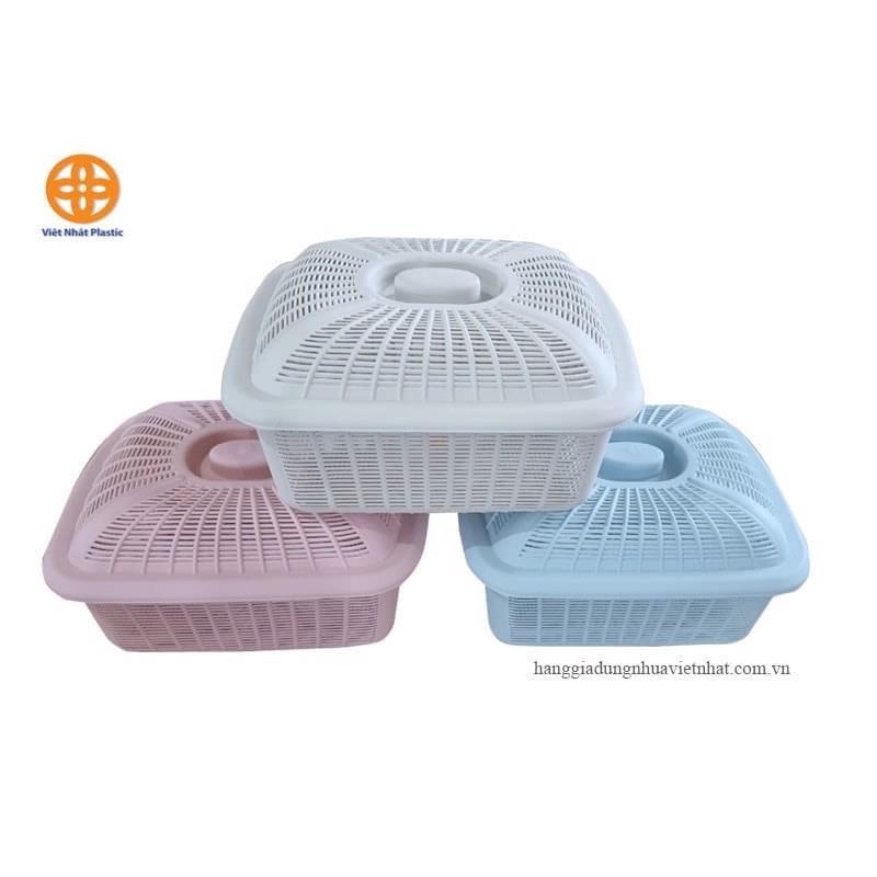 Rổ vuông nắp đựng đồ Việt Nhật (MS:199), Rổ đựng rau củ quả, bát đĩa tiện lợi  aladanh-net-vn