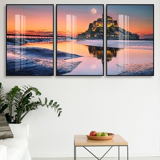 Tranh Treo Tường Cảnh Biển Châu Âu - Tranh Phong Cảnh Treo Phòng Khách, Phòng Ngủ Laminate Tráng Gương