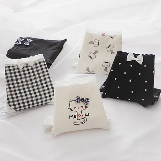 Quần Lót cotton In Hình Mèo Trắng Đen Đơn Giản Dễ Thương Cho Nữ