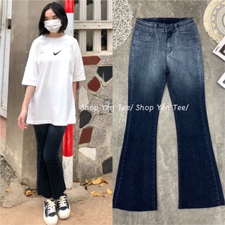 Quần jeans loe xanh loang chất đẹp Yến Tee , From loe nhẹ dễ mặc #10071