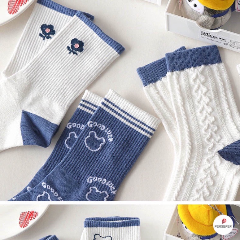 Tất cổ cao nữ nam chất vải Hàn mát thoáng khí  vớ cổ cao phong cách teen cá tính thun cotton ESHOP