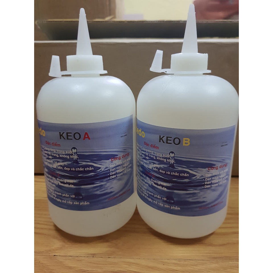 Keo Dán AB 2 Thành Phần BEDO Trong Suốt 1000ml Keo Dán Đa Năng Dán Mica Alu Fomex Inox Gỗ Siêu Chắc
