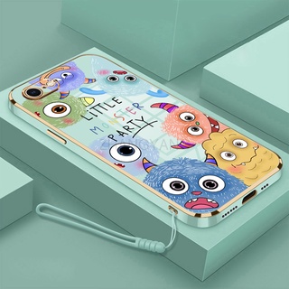 Ốp Điện Thoại TPU Silicon Mềm Mạ Điện Hình Quái Vật Nhỏ Có Dây Đeo Cho iPhone 7 8 7 plus 8 plus 6 6s 6s plus 6 plus