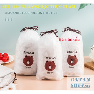 Set 100 màng bọc thực phẩm túi gấu  có chun bọc đồ ăn co giãn tái sử dụng nhiều lần GD435-MangBocTP