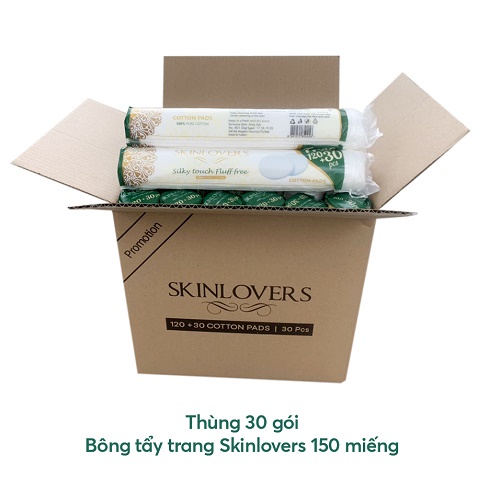 Sỉ 1 thùng 30 cây bông tẩy trang cao cấp Skinlovers 150 miếng ( 30 gói x 150 miếng)