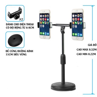 (CHÍNH HÃNG) Giá Đỡ Điện Thoại Để Bàn Kẹp 2 Điện Thoại Livestream Xem Video Xoay 360 Độ Cao Cấp - #kepdienthoai